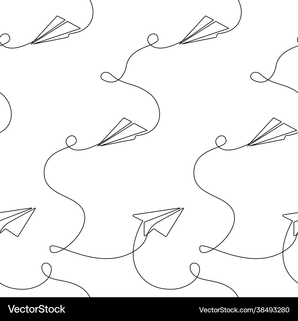 Seamless pattern with outline paper plane Seamless pattern with outline paper plane vector image