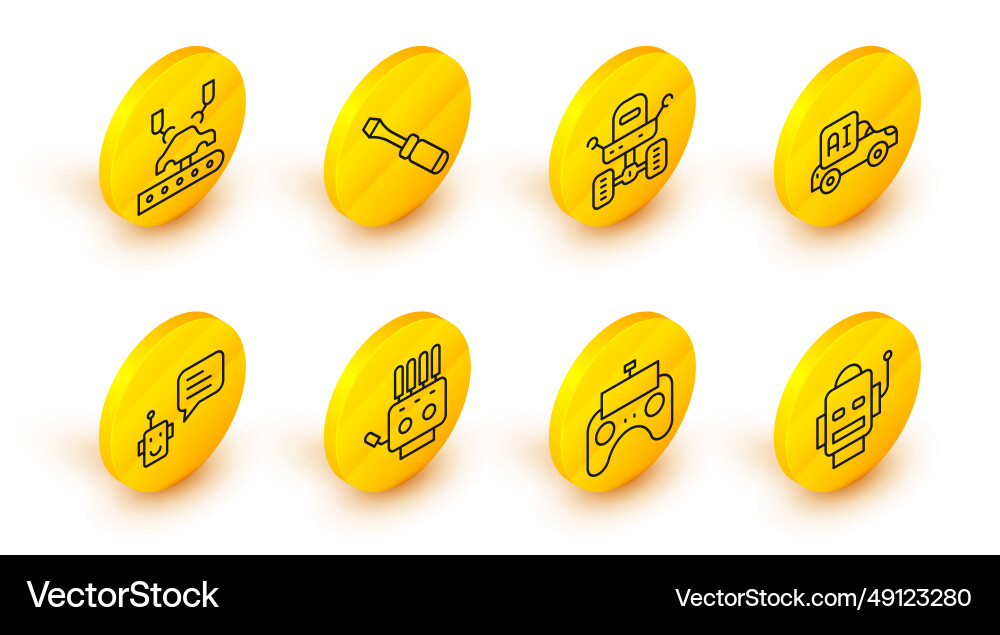 Set line robot remote control mechanical vector image