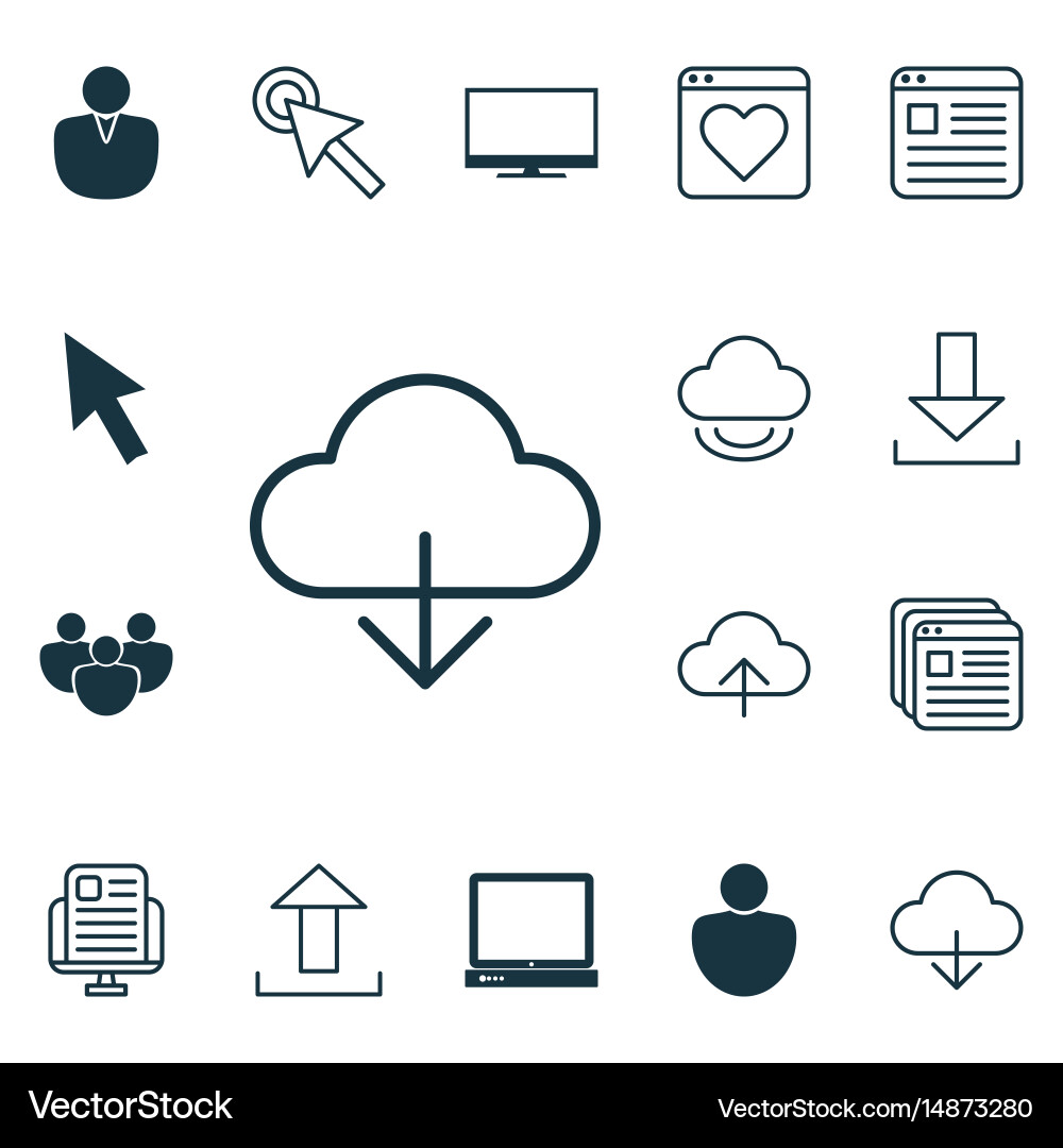 Set of 16 internet icons includes data vector image
