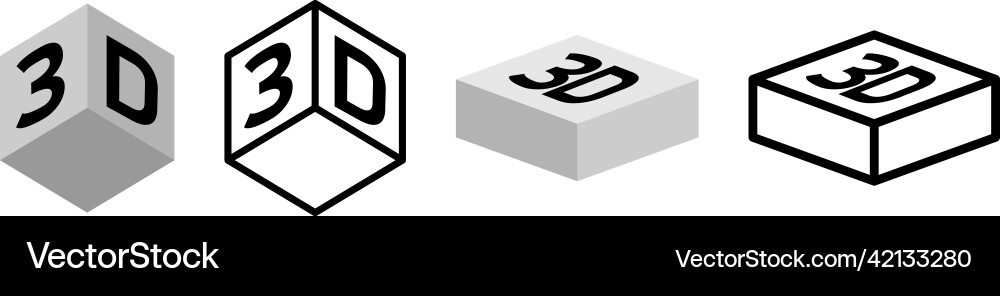 Simple cube or block shape icon with 3d text Simple cube or block shape icon with 3d text vector image