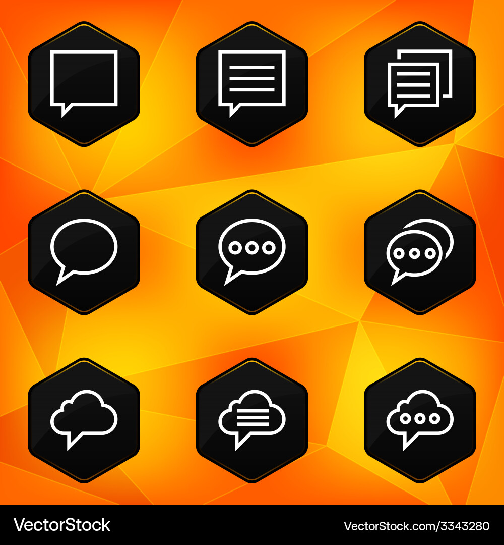 Speech bubble hexagonal icons set on abstract vector image