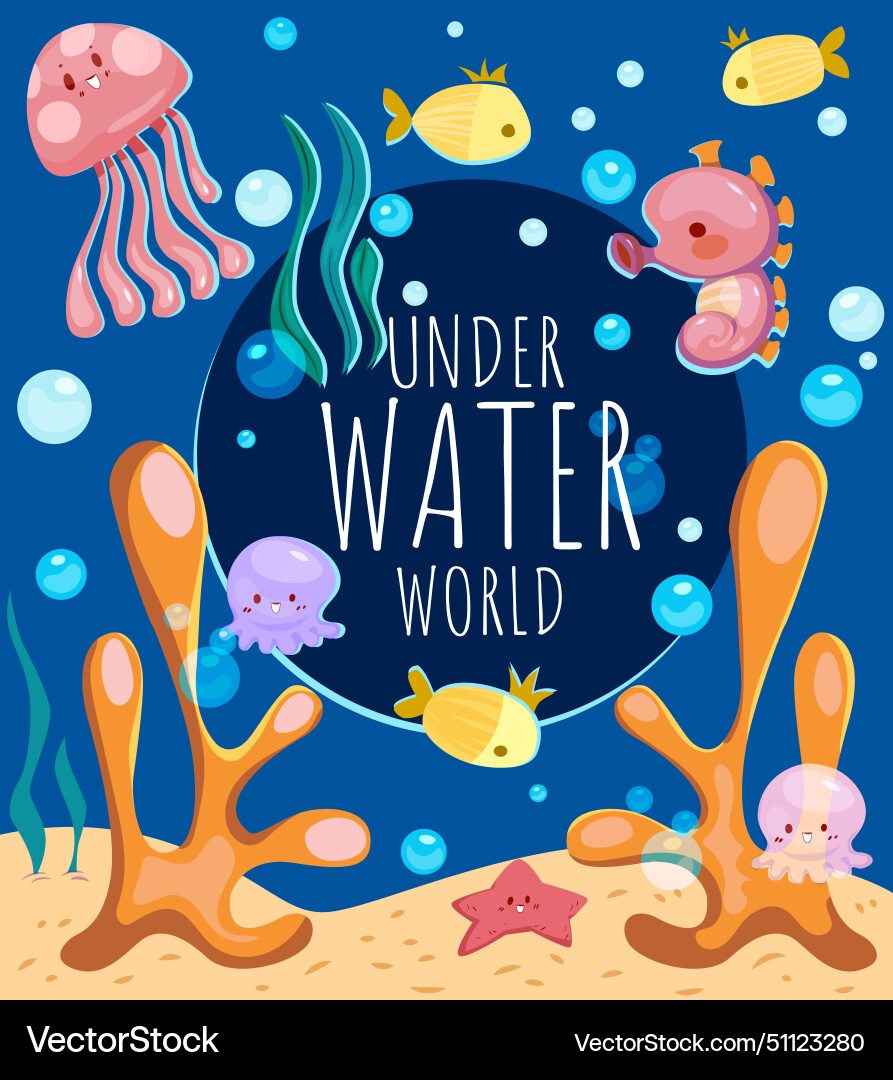 Underwater world poster vector image