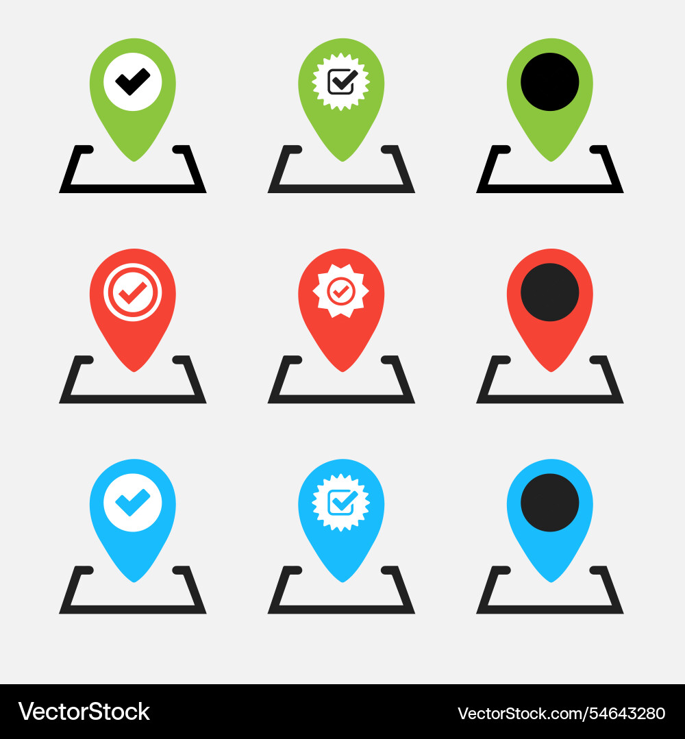 You are here pointer set flat color You are here pointer set flat color vector image