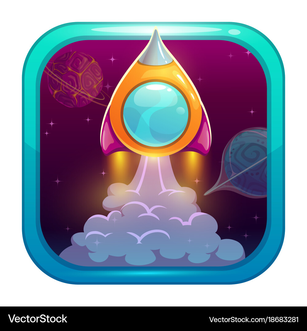 App icon for game or web design with starting vector image