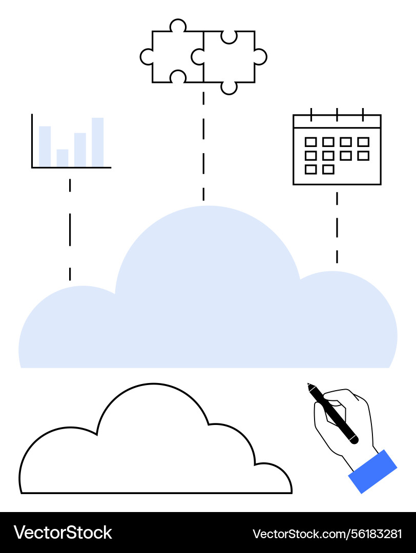Cloud integration concept with analytics Vector Image