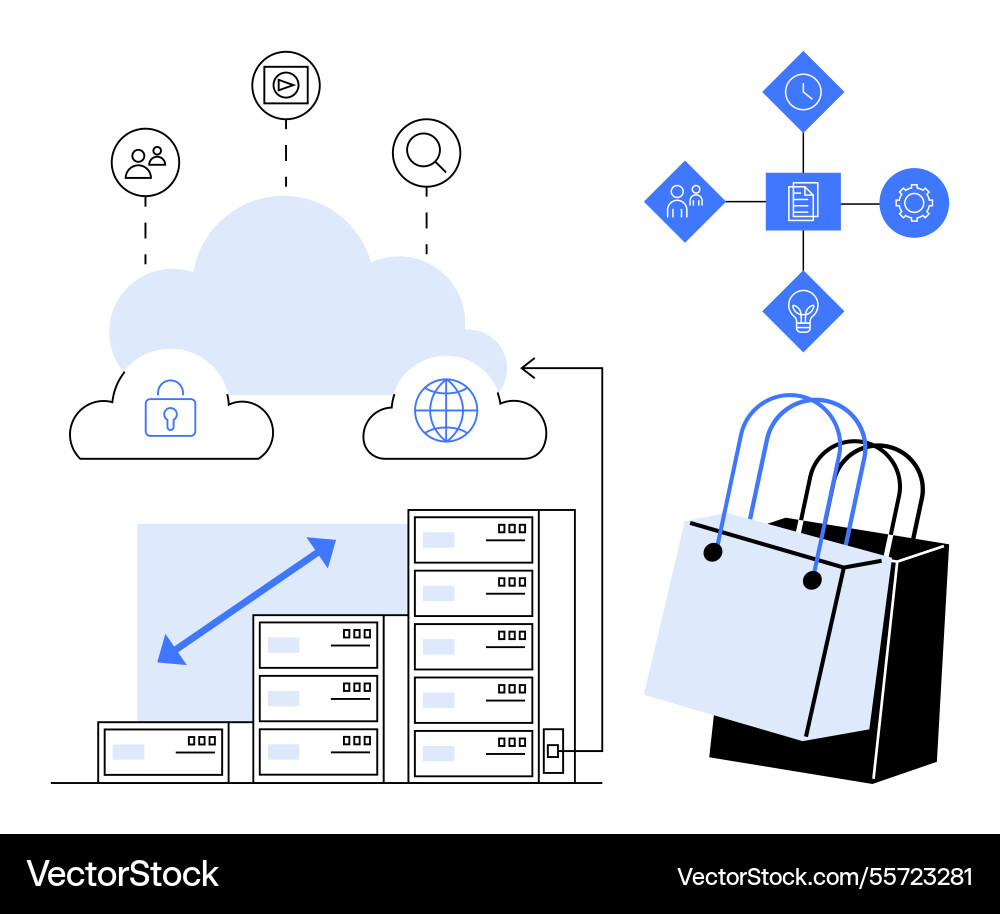 Cloud-Speicherintegration mit Netzwerkdaten Cloud-Speicherintegration mit Netzwerkdaten vektorbild