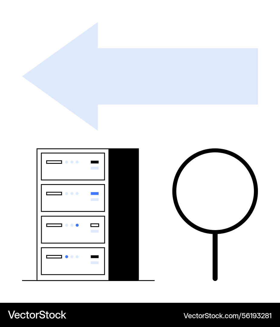 Data search and migration concept with server rack Data search and migration concept with server rack Vector Image