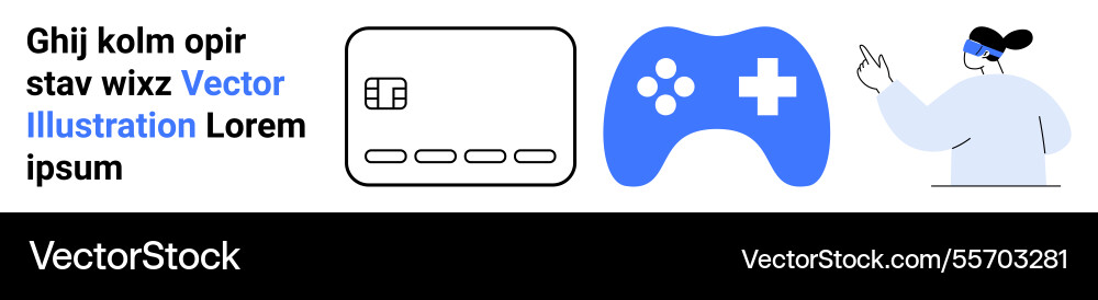 Exploring virtual reality with game controller Exploring virtual reality with game controller Vector Image