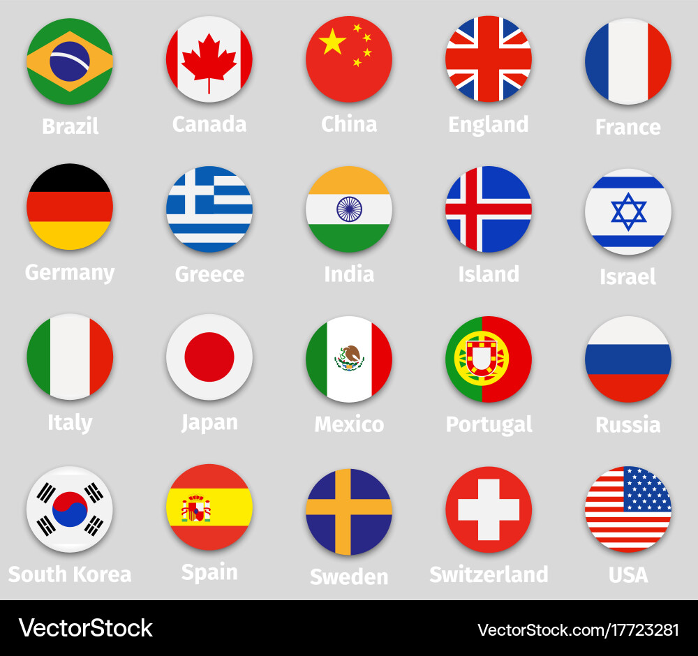 Flaggen der Welt - Runde Icons Vektorbild