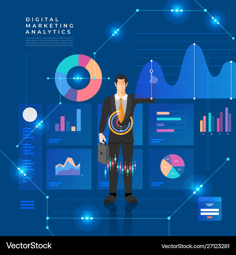 Flat design concept data analysis visualize Flat design concept data analysis visualize vector image