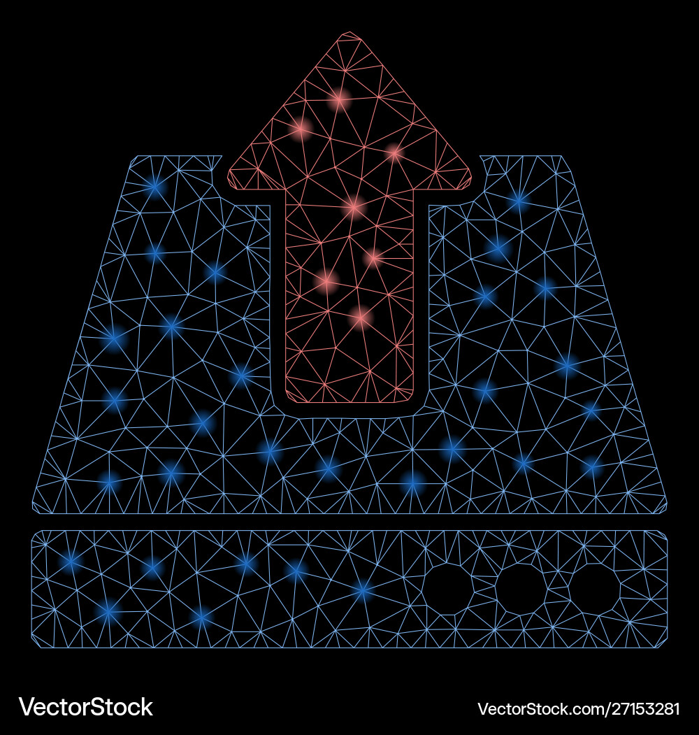 Glowing mesh carcass upload with flare spots Glowing mesh carcass upload with flare spots vector image