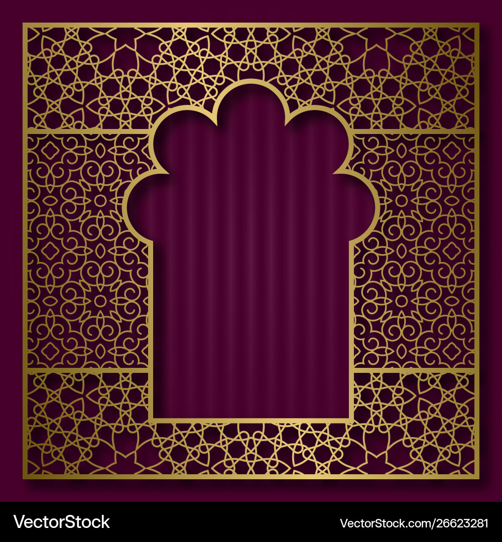 Golden traditional ornament in oriental arched Golden traditional ornament in oriental arched vector image