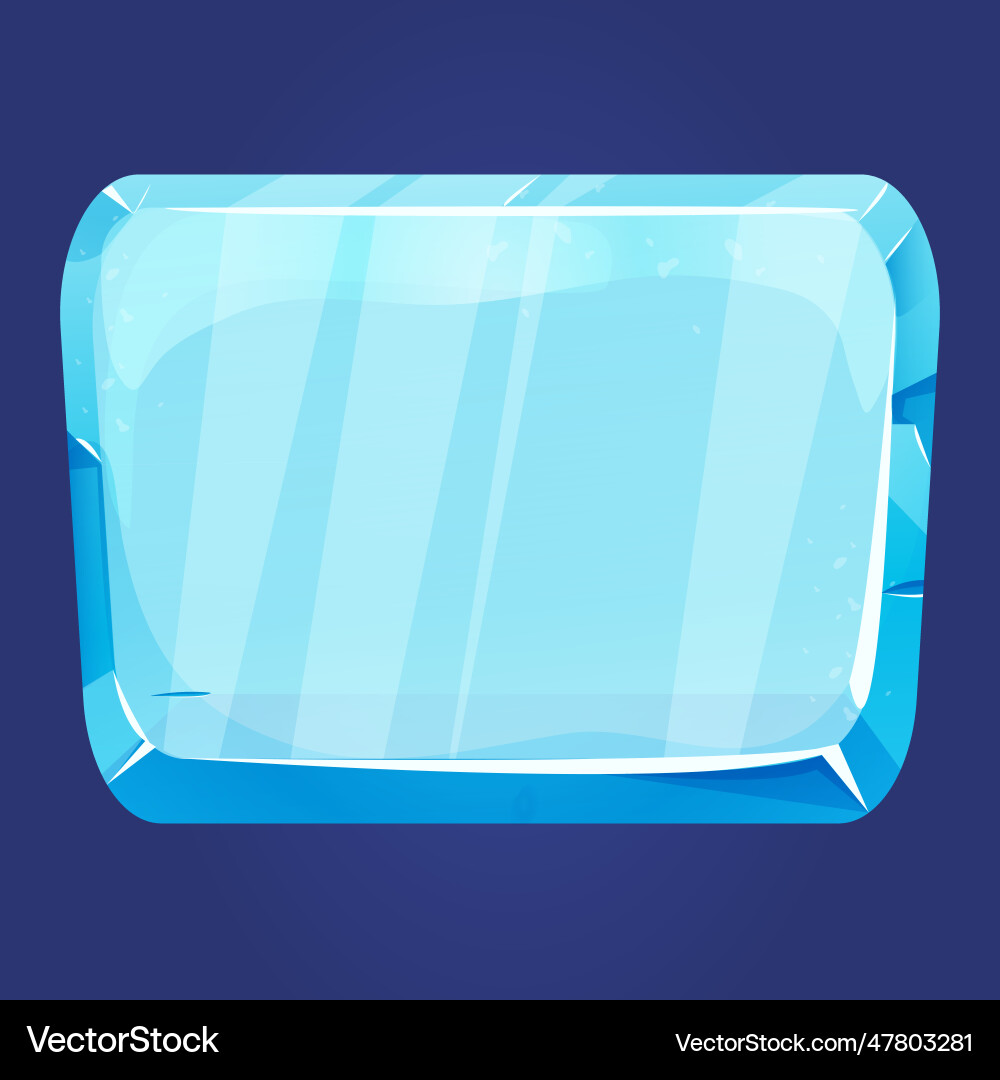 Ice button frozen frame level menu in cartoon vector image