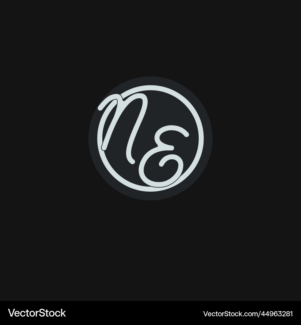 Initials ne logo monogram with simple circle line vector image