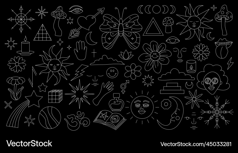 Magic background in retro style with hand drawn Magic background in retro style with hand drawn vector image