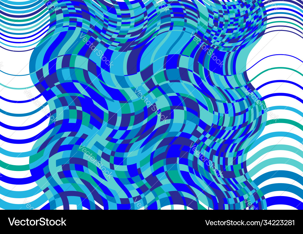 Mosaic background tessellation pattern blue wavy Vector Image