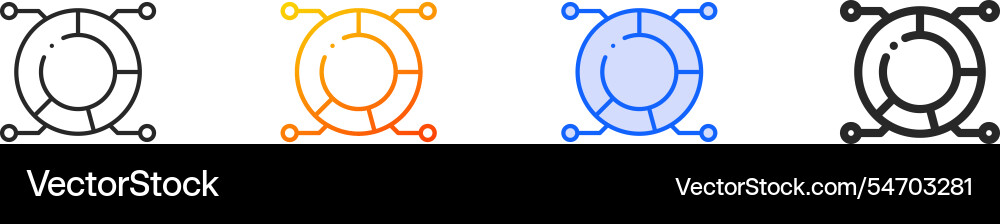 Pie chart iconthin linear gradient blue stroke Pie chart iconthin linear gradient blue stroke vector image