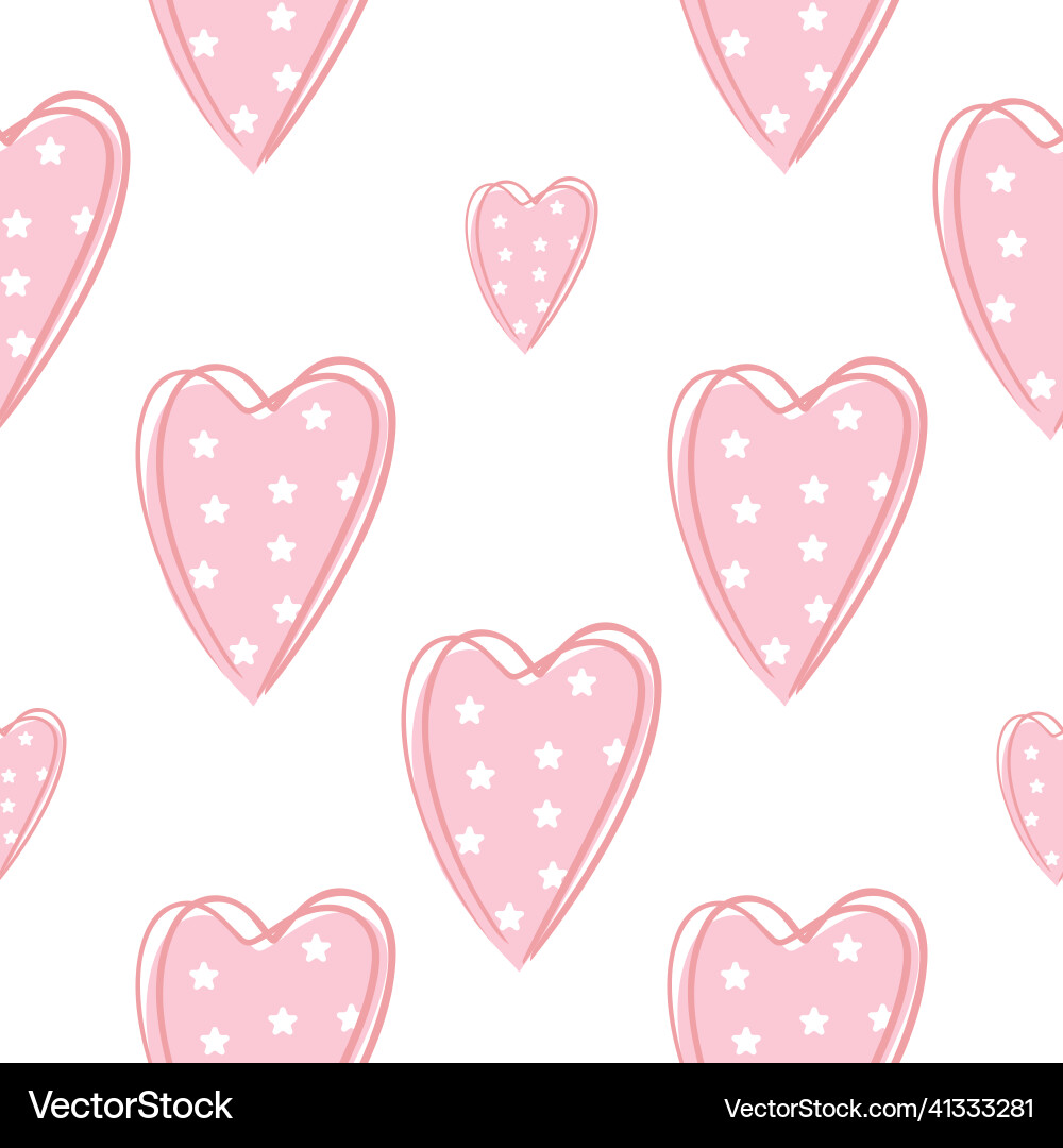 Pink hearts with white stars seamless pattern Pink hearts with white stars seamless pattern vector image