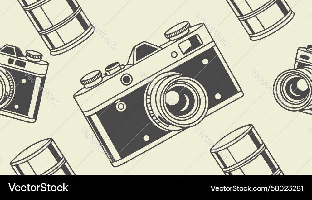 Retro Camera Pattern - Seamless Vector Image