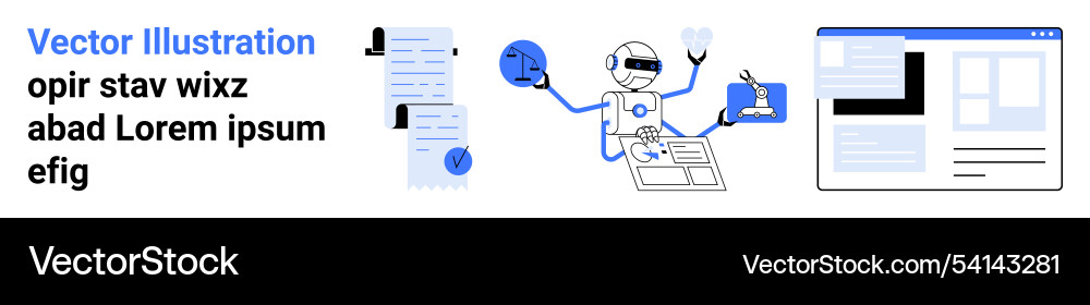 Robot managing documents data analysis and web Robot managing documents data analysis and web vector image