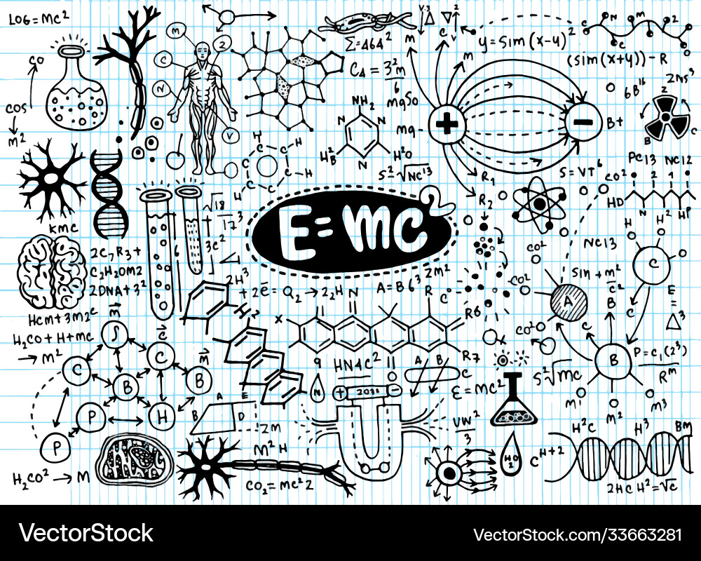 Scientific formulas and calculations in p vector image