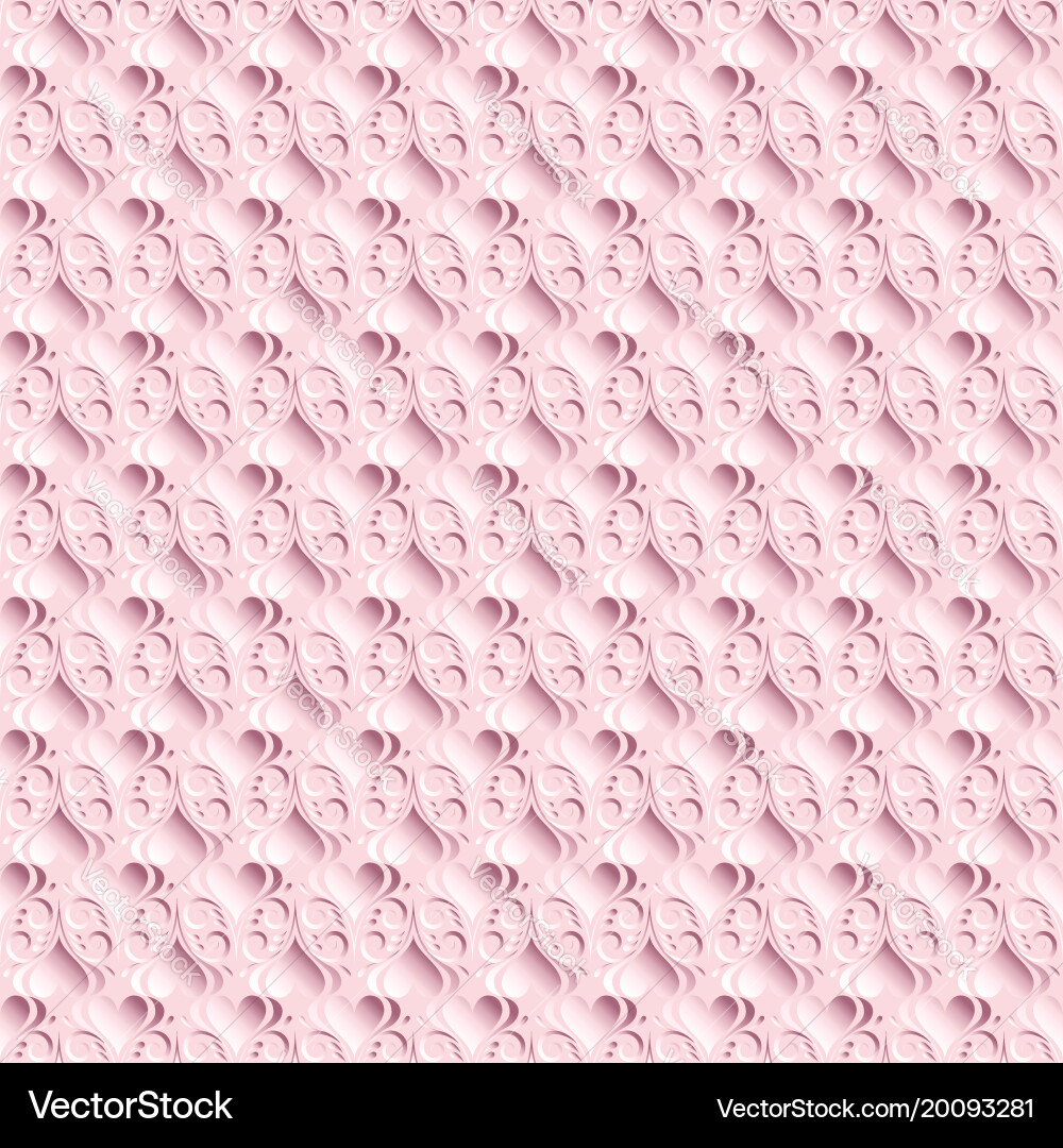 Seamless background with pattern of hearts 3d Vector Image