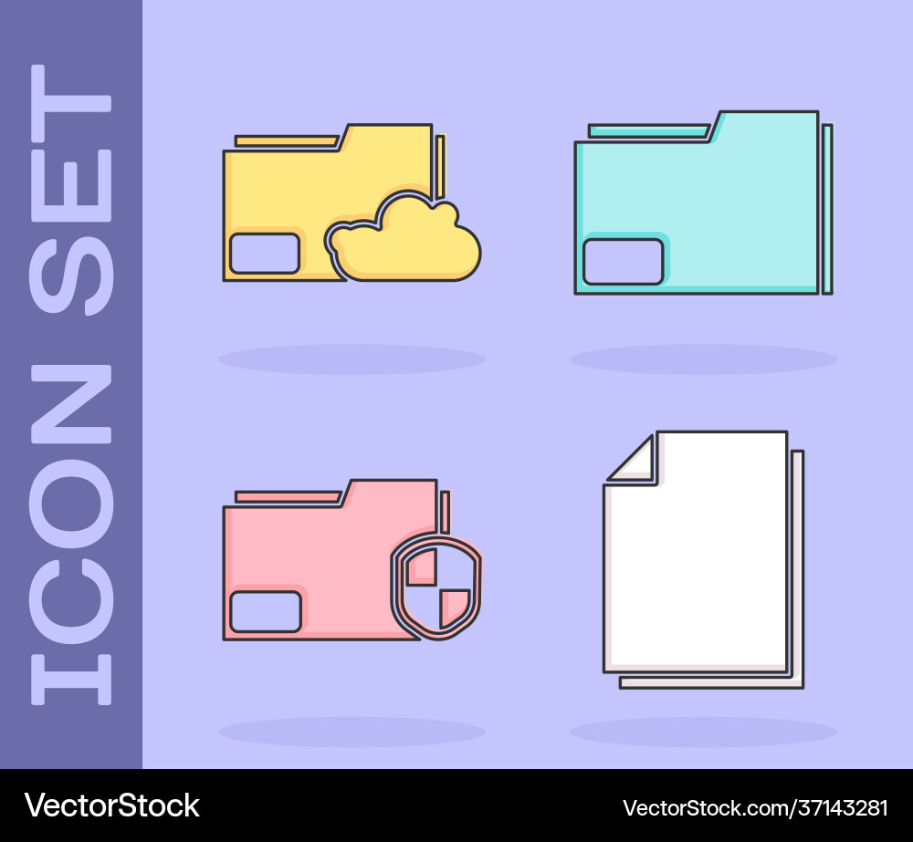 Set document cloud storage text folder Set document cloud storage text folder vector image