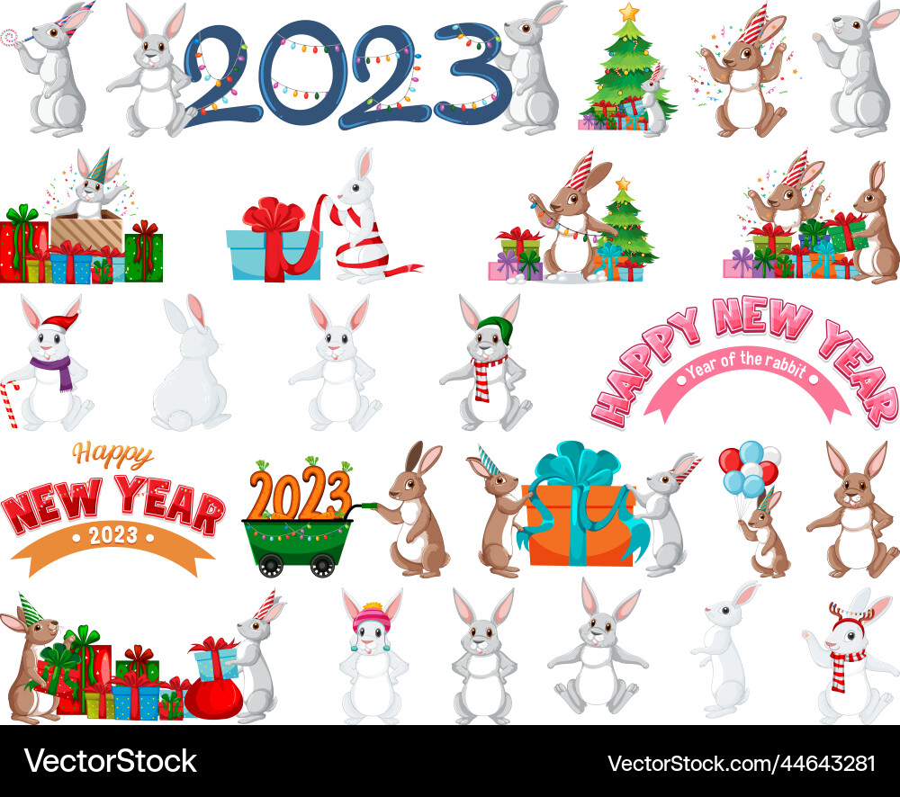 Set of 2023 new year element icon Vector Image