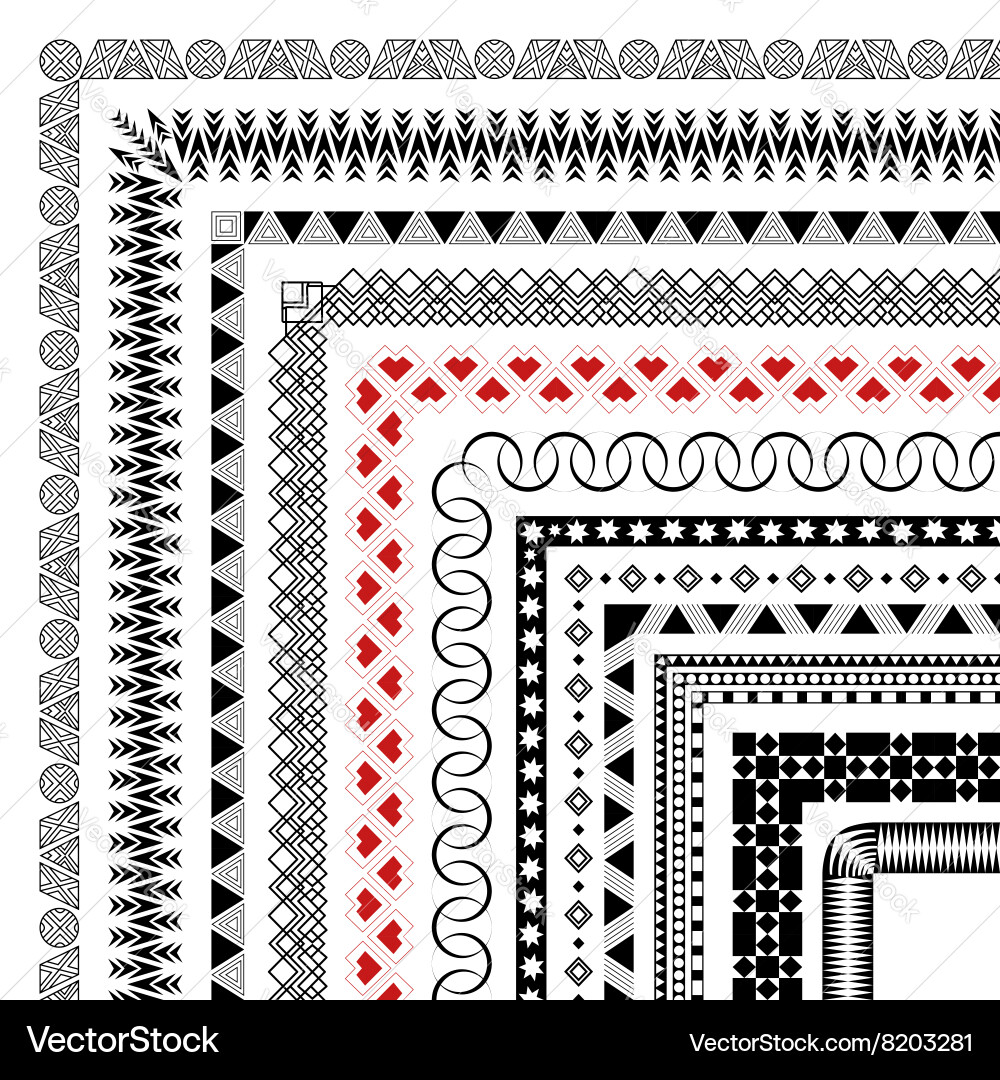 Set seamless brushes with corner elements Vector Image