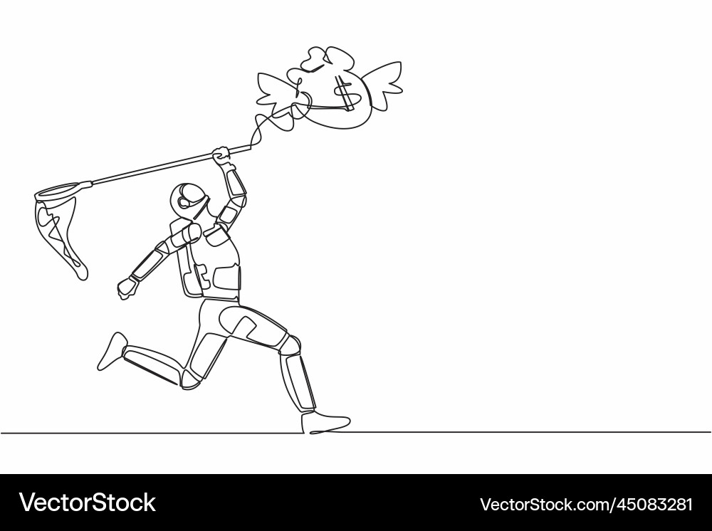 Single continuous line drawing of astronaut try Single continuous line drawing of astronaut try vector image