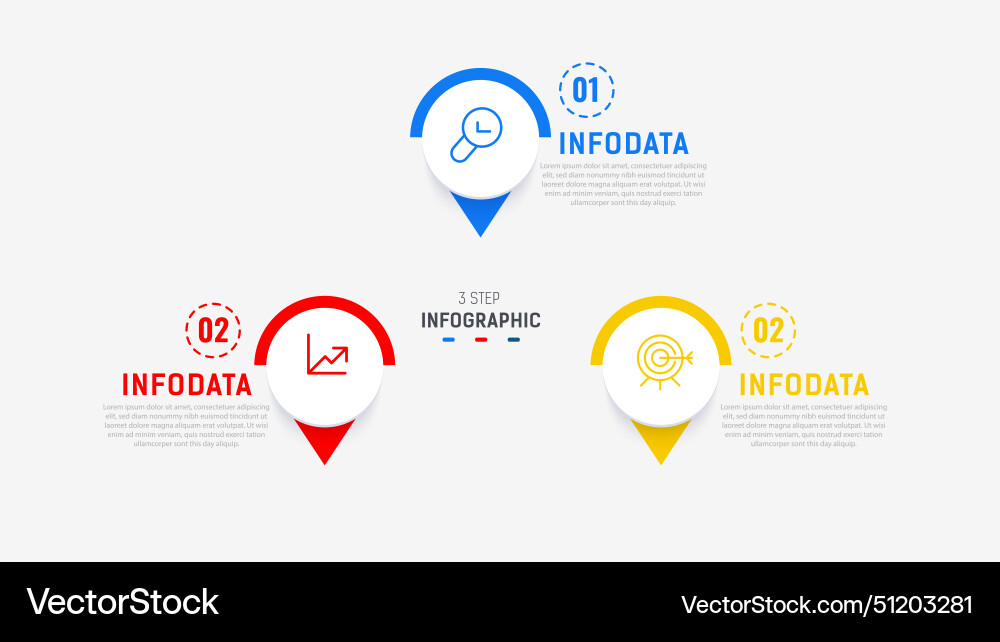 Three step infographic label design template Vector Image