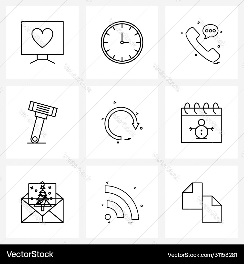 Ui set 9 basic line icons refresh arrow Vector Image