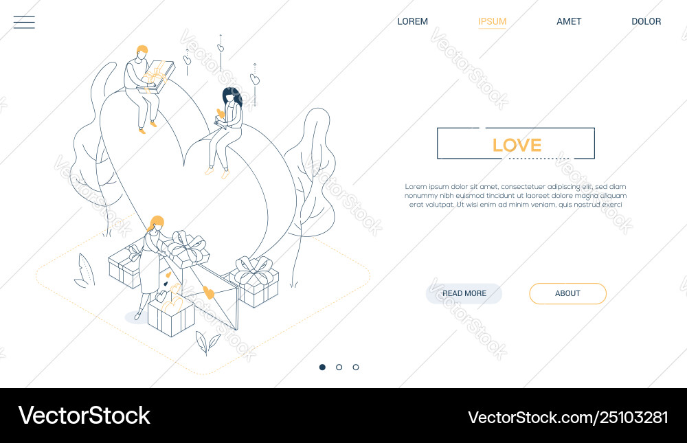 Valentines day - line design style isometric web Valentines day - line design style isometric web vector image
