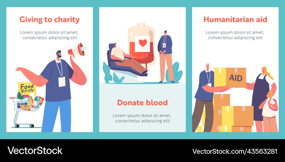 Volunteers charity donation humanitarian aid Volunteers charity donation humanitarian aid vector image
