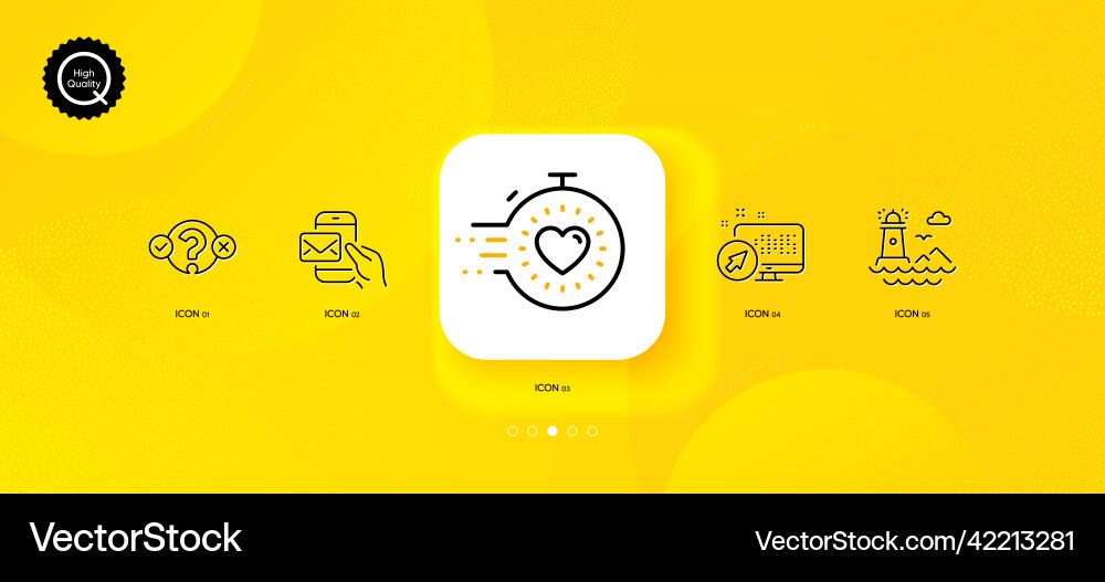 Web system timer and quiz test minimal line icons Web system timer and quiz test minimal line icons Vector Image
