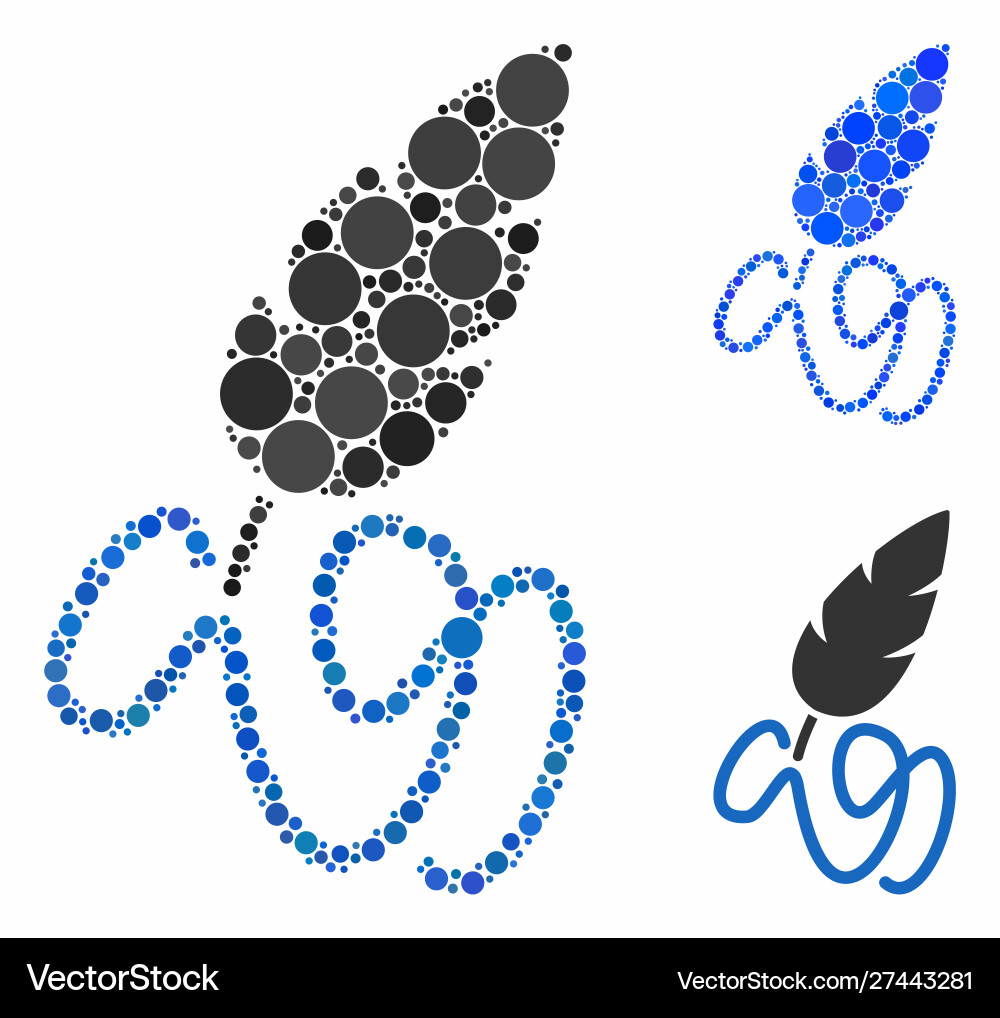 Writing feather composition icon circle dots Writing feather composition icon circle dots vector image
