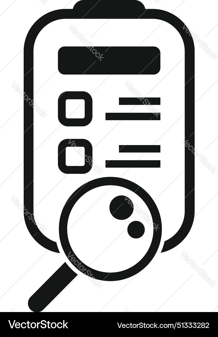 Blood glucose monitor icon with magnifying glass Blood glucose monitor icon with magnifying glass vector image