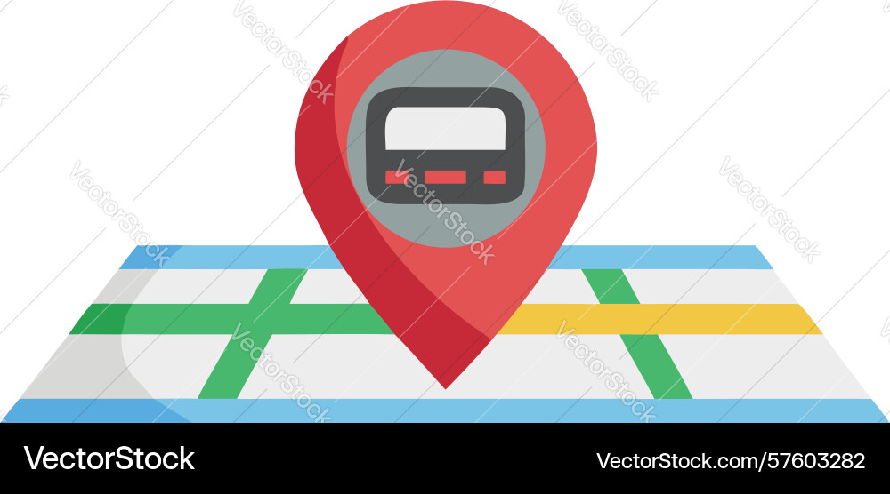 Bus stop location pin on map for navigation apps vector image
