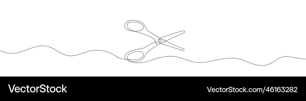 Continuous linear drawing of scissors single line Continuous linear drawing of scissors single line vector image