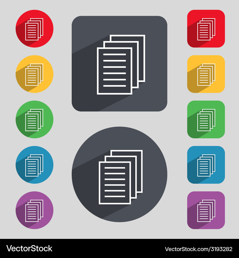 Copy file sign icon duplicate document symbol set Vector Image