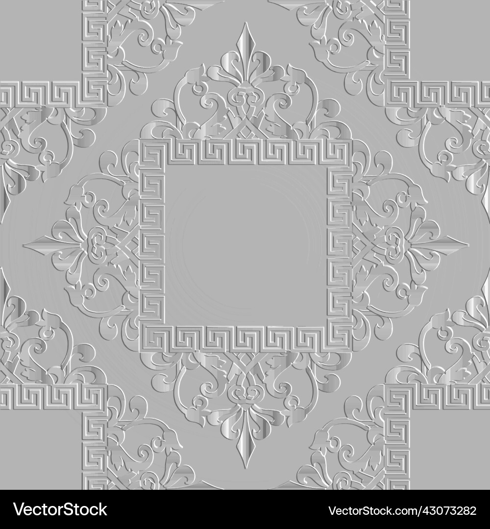 Emboss baroque 3d seamless pattern with square Emboss baroque 3d seamless pattern with square vector image