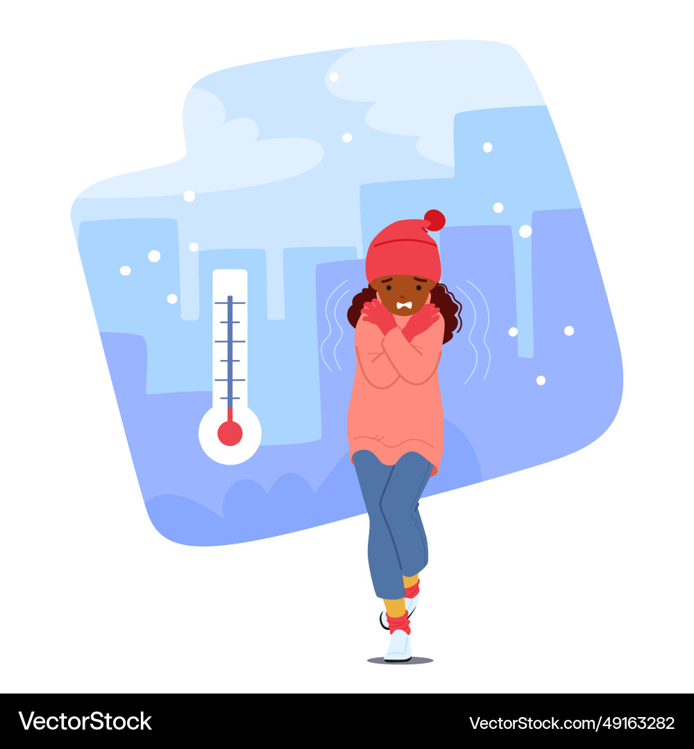 Little girl shivered her tiny body quivering Little girl shivered her tiny body quivering vector image