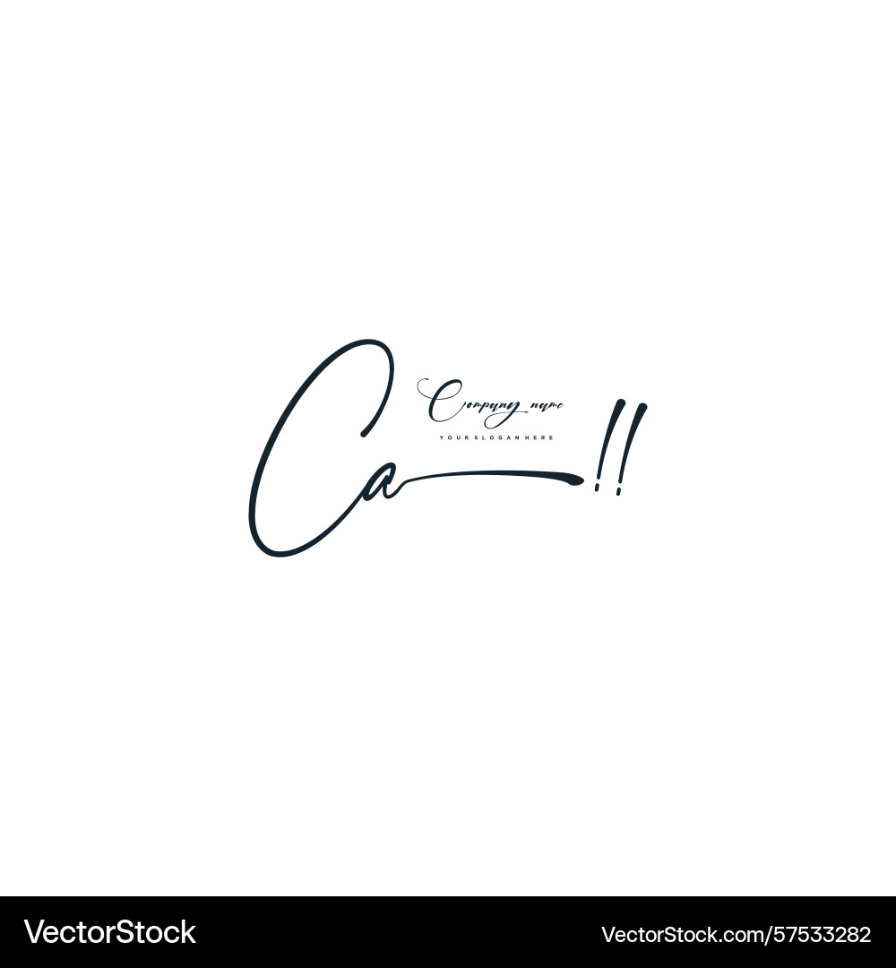 Minimal signature logo design with ca initials Vector Image