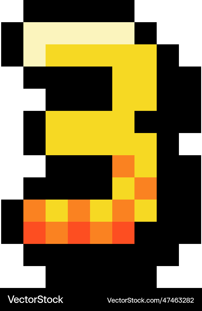 Pixel 8 bit number three or numeral Pixel 8 bit number three or numeral vector image