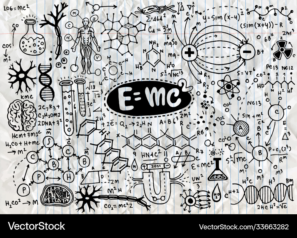 Scientific formulas and calculations in p vector image