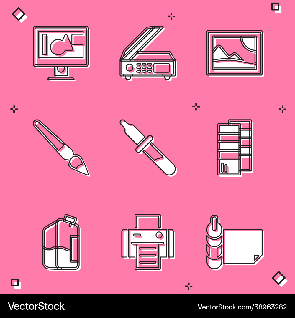 Set computer monitor screen scanner picture Vector Image