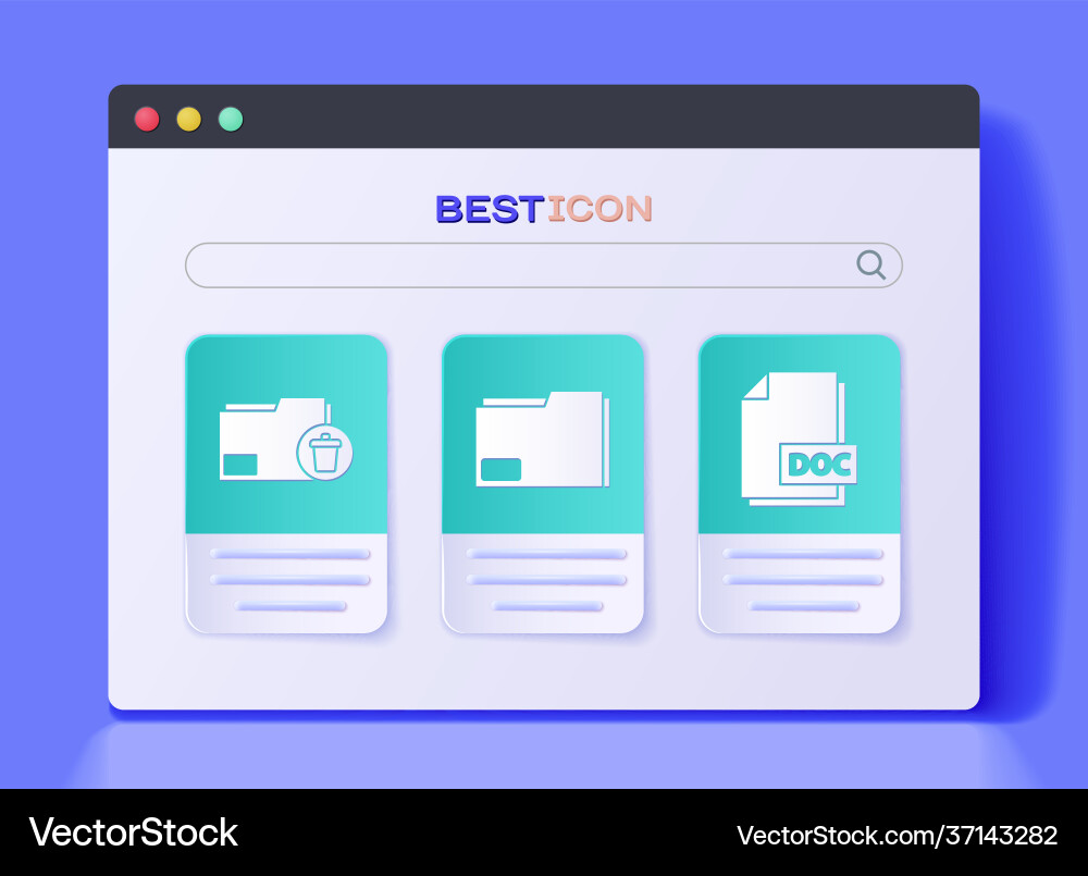 Set document folder delete and doc file Set document folder delete and doc file vector image