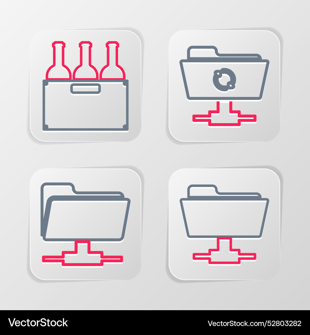 Set line ftp folder sync refresh and bottles Set line ftp folder sync refresh and bottles vector image