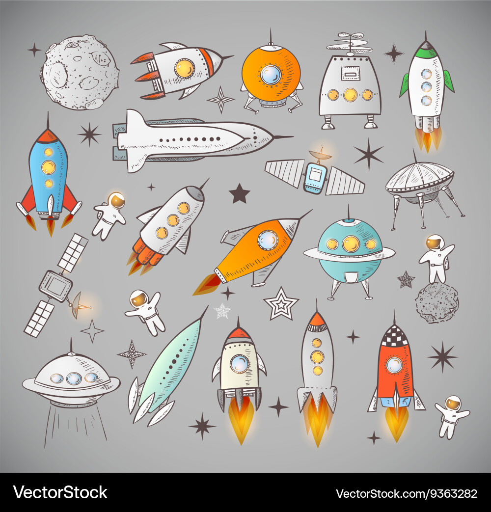 Sketchy Space Objects Collection vector image