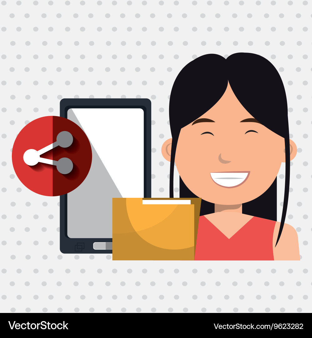 Smartphone user sharing files isolated icon design vector image